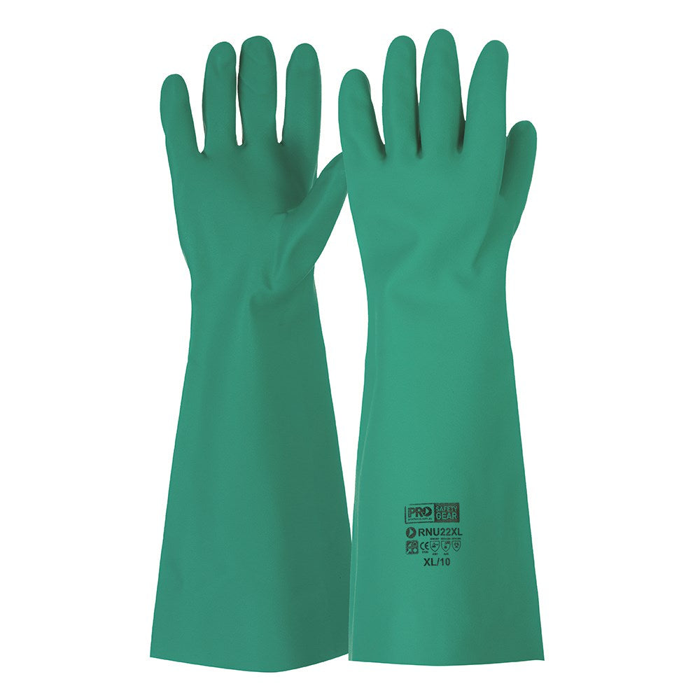 Pro Choice 12x 45Cm Green Nitrile Gauntlet Gloves - RNU22