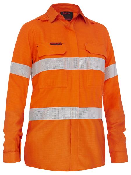 Bisley Apex 185 Women's Taped Hi Vis Ripstop FR Vented Shirt BL8439T