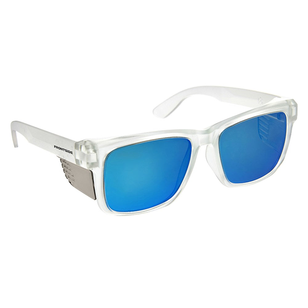 Pro Choice Safety Glasses Frontside Polarised Blue Revo Lens With Clear Frame -