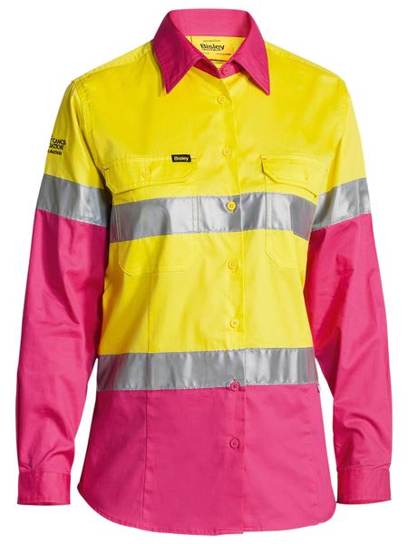 Bisley Women's Taped Hi Vis Cool Lightweight Drill Shirt BL6696T
