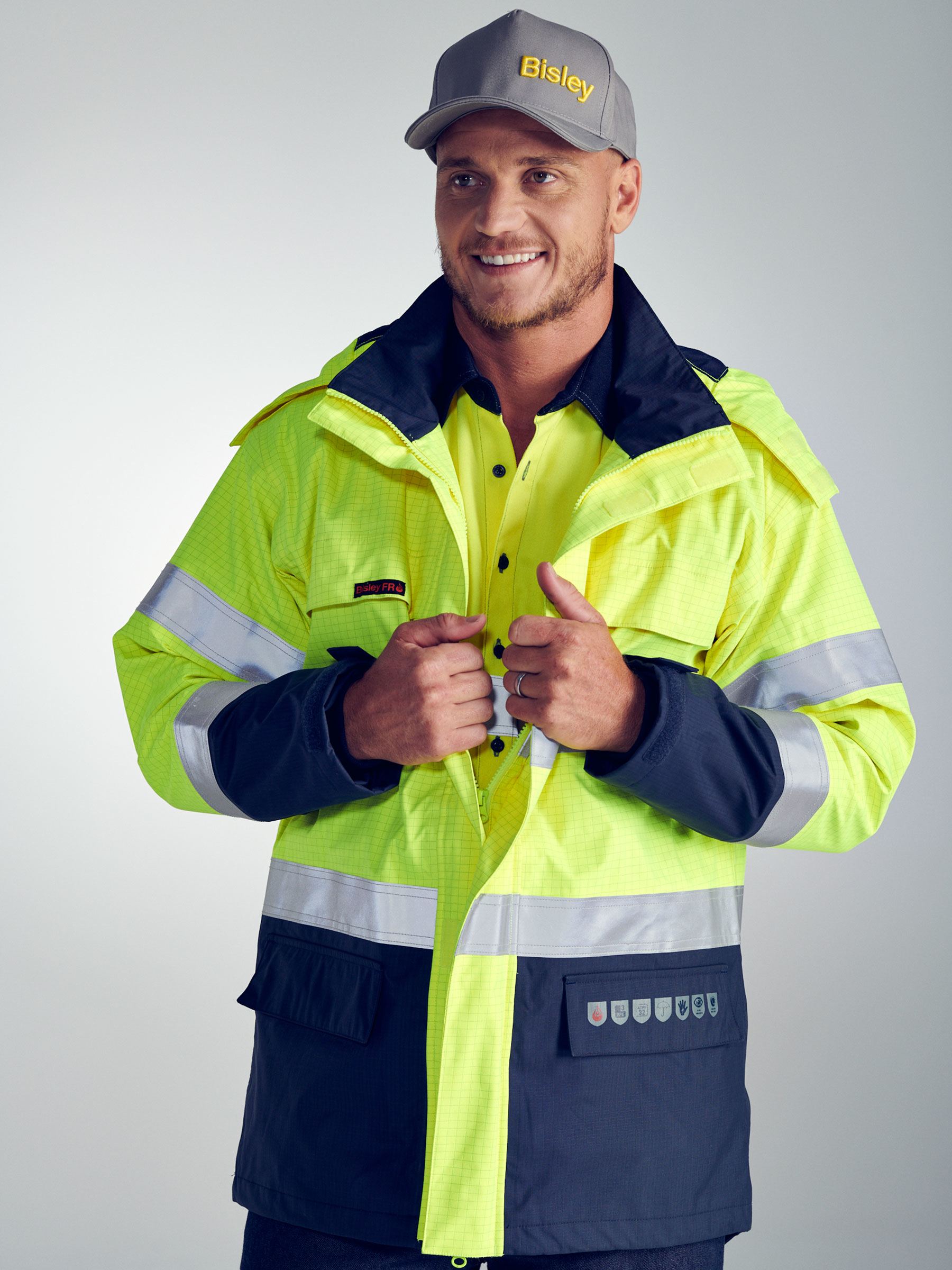 Bisley Taped Hi Vis FR Wet Weather Shell Jacket BJ8110T