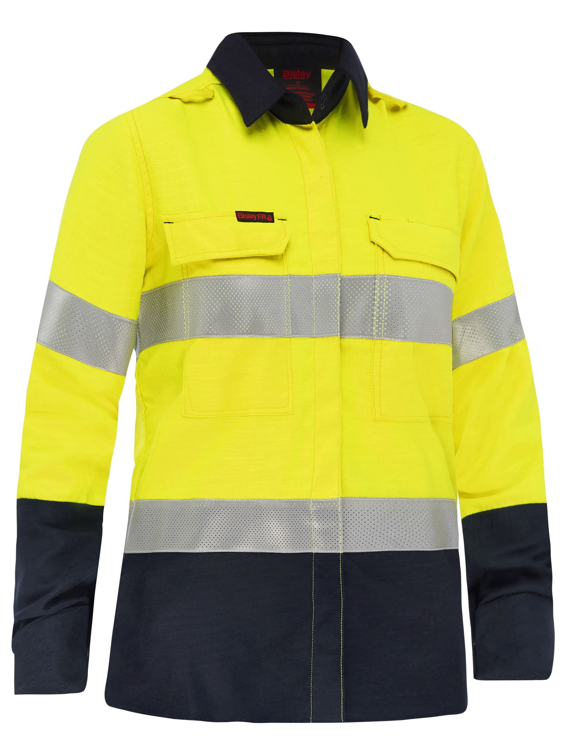 Bisley Apex 160 Women's Taped Hi Vis FR Ripstop Vented Shirt BL8338T