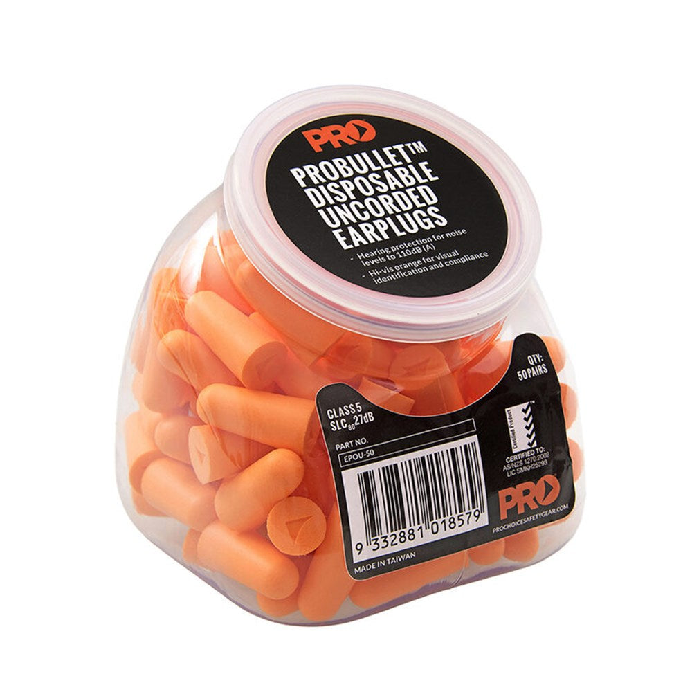 Pro Choice Probullet Disposable Uncorded Earplugs 50 Pack Uncorded  - EPOU-50