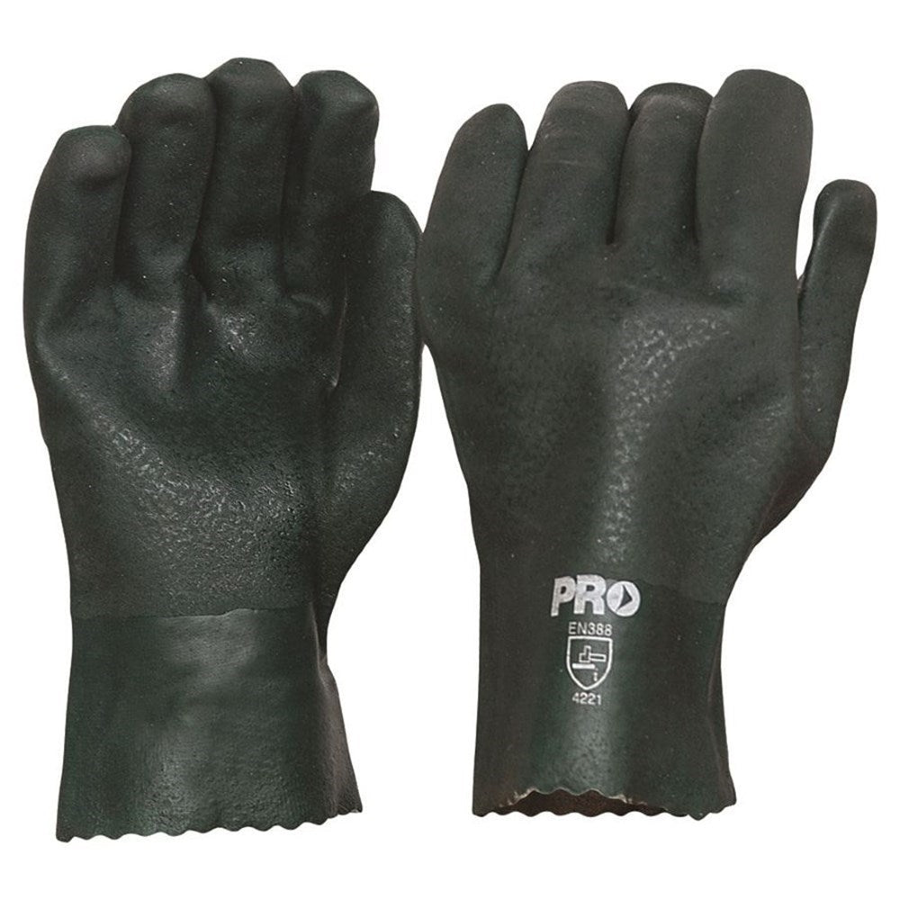 Pro Choice 12x 27Cm Green Double Dipped Pvc Gloves Large - PVC27DD
